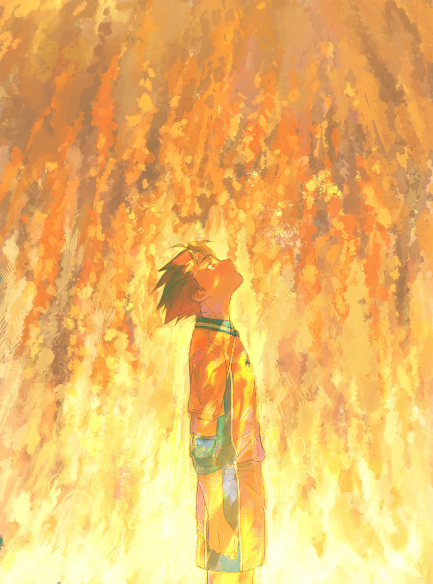 1boy, cowboy_shot, dappled_sunlight, day, elbow_pads, from_side, haikyuu!!, highres