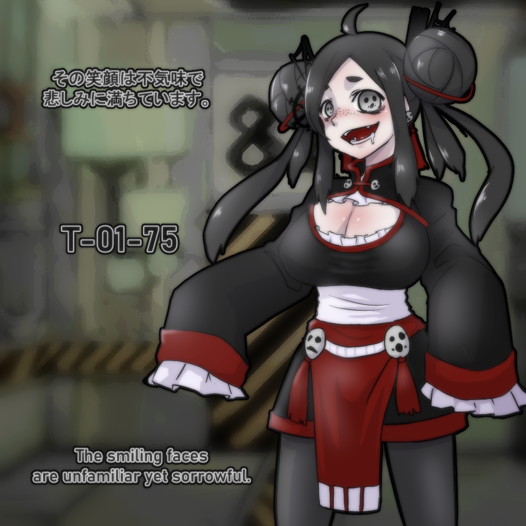 1girl, ahoge, black_hair, blush, breasts, button_eyes, buttons, chinese_clothes