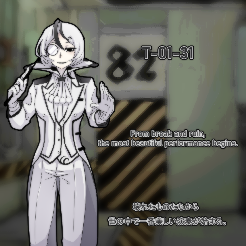 1girl, ascot, black_eyes, black_hair, black_lips, coattails, conductor, english_text