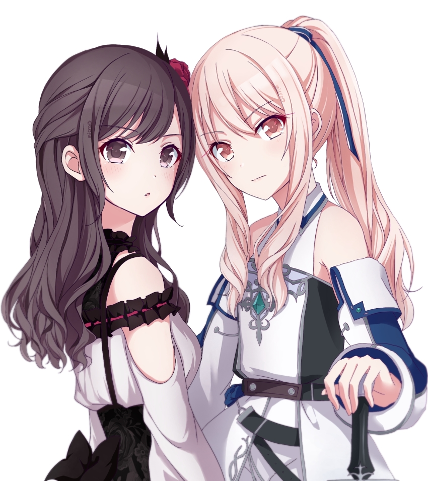 1other, 2girls, akiyama_mizuki, bow, brown_hair, do_while02, hair_bow, highres