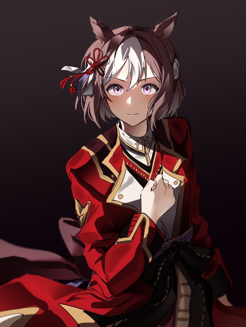 1girl, absurdres, animal_ears, blush, brown_hair, closed_mouth, coat, collared_shirt