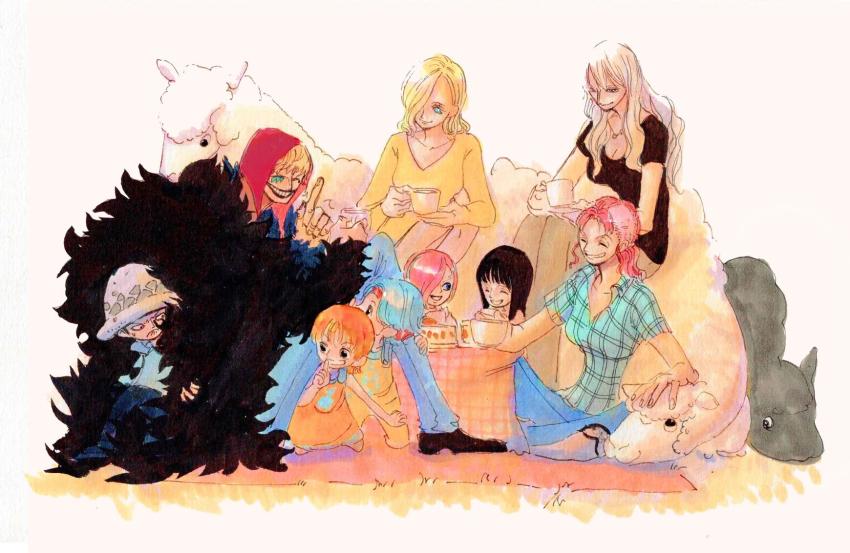 2boys, 6+girls, ^_^, ^o^, aged_down, alternate_universe, bellemere, black_hair