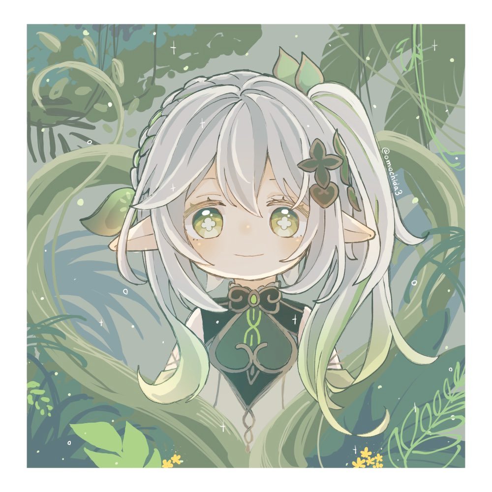 1girl, child, commentary, cross-shaped_pupils, detached_sleeves, dress, genshin_impact, gradient_hair