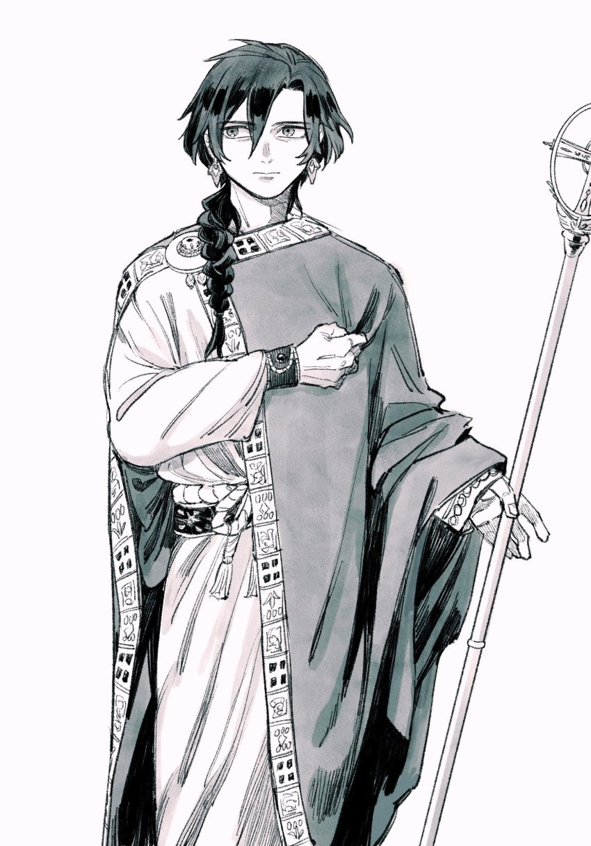1boy, alternate_costume, alternate_hairstyle, braid, byzantine_empire, cheeeeese0619, clenched_hand, cloak