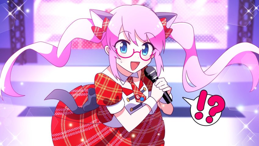 1girl, akiba-tan, blue_eyes, highres, idol, microphone, music, naisen