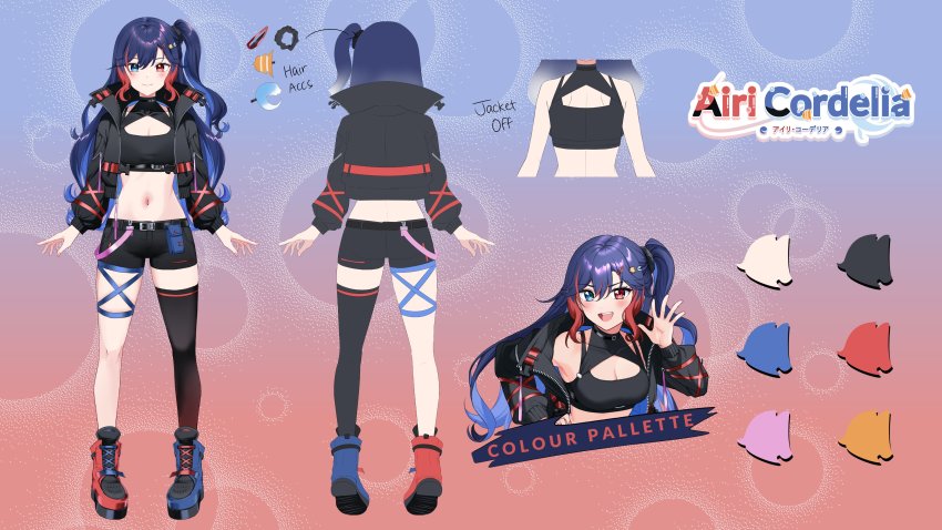 1girl, :d, absurdres, airi_cordelia, asymmetrical_footwear, bag, bare_arms, bare_shoulders