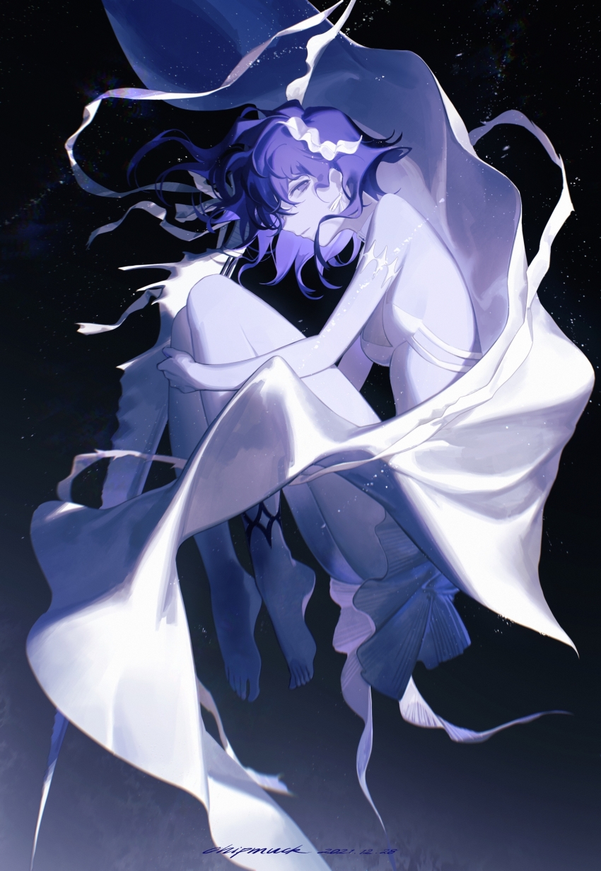 1girl, absurdres, anklet, armlet, artist_name, ass, backless_dress, backless_outfit