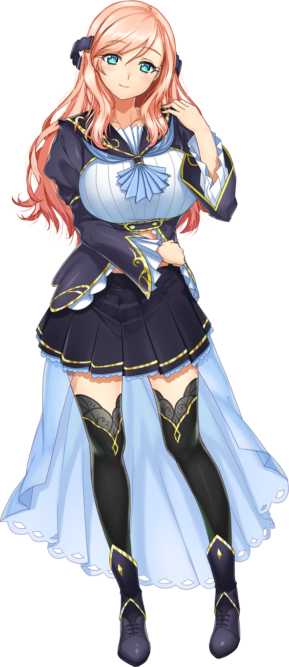 1girl, artwhirl_mahou_gakuen_no_otome-tachi, black_jacket, black_skirt, blue_eyes, breasts, closed_mouth, collarbone