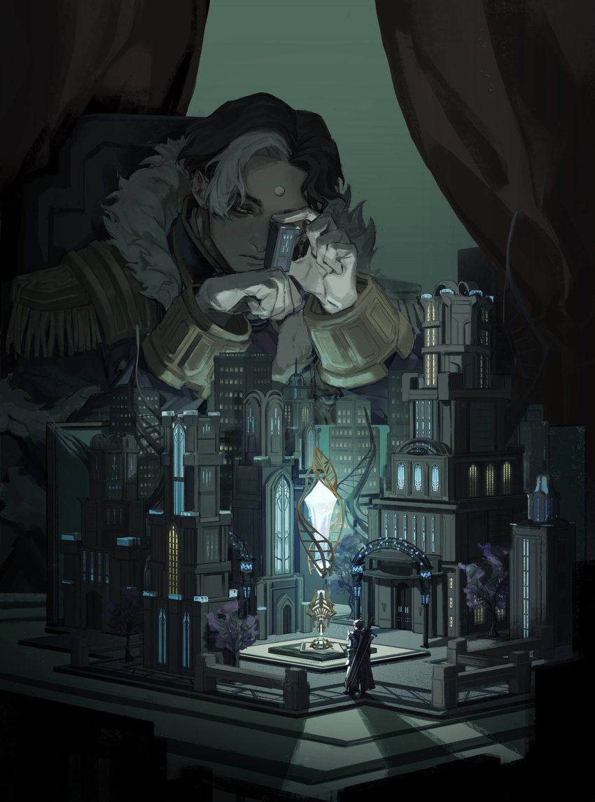 2boys, adventurer_(ff14), aetheryte, amaurot, arch, armor, black_hair, brown_hair