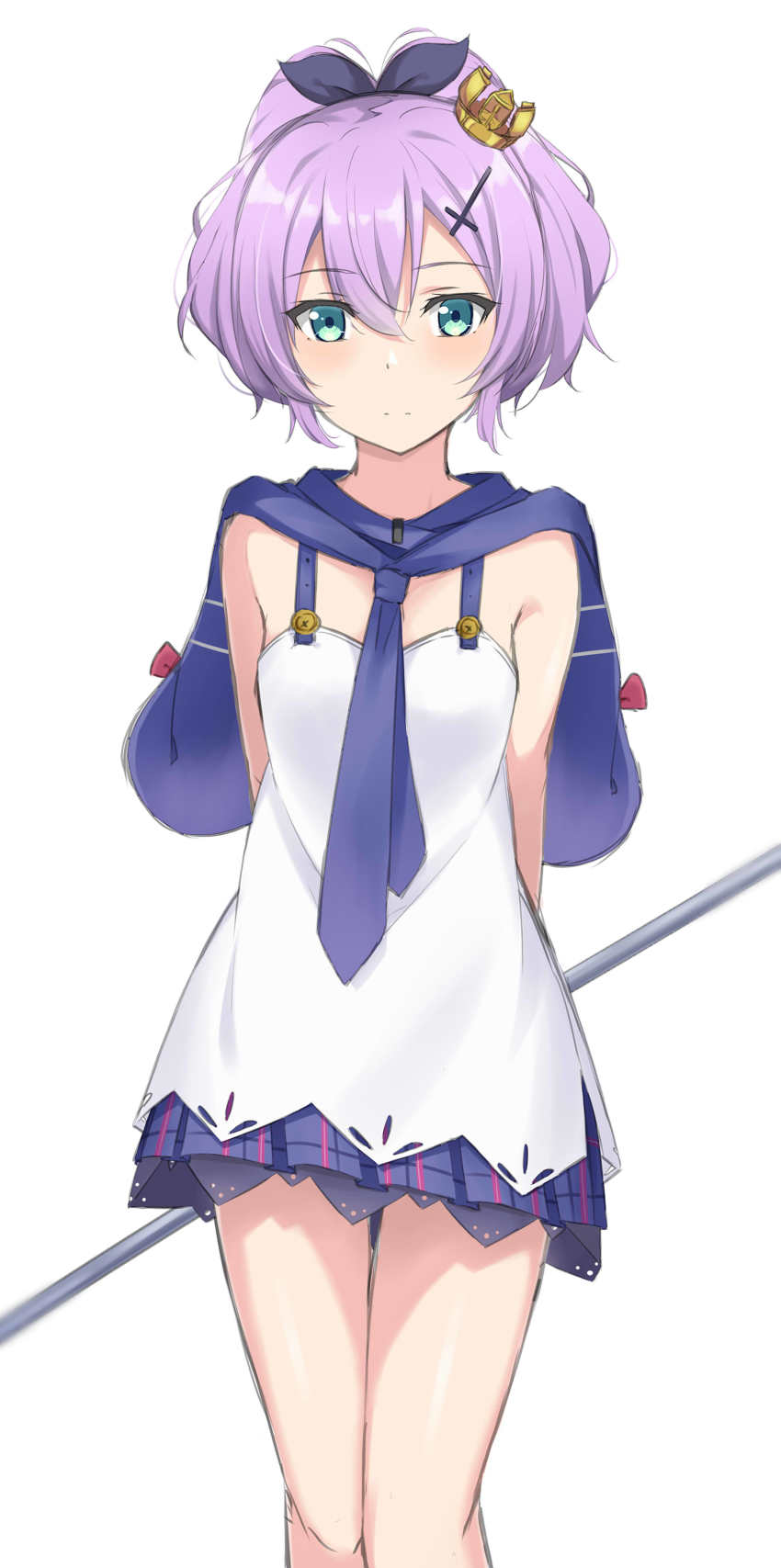 1girl, absurdres, azur_lane, green_eyes, highres, javelin, javelin_(azur_lane), purple_hair, purple_skirt, shirushi, skirt