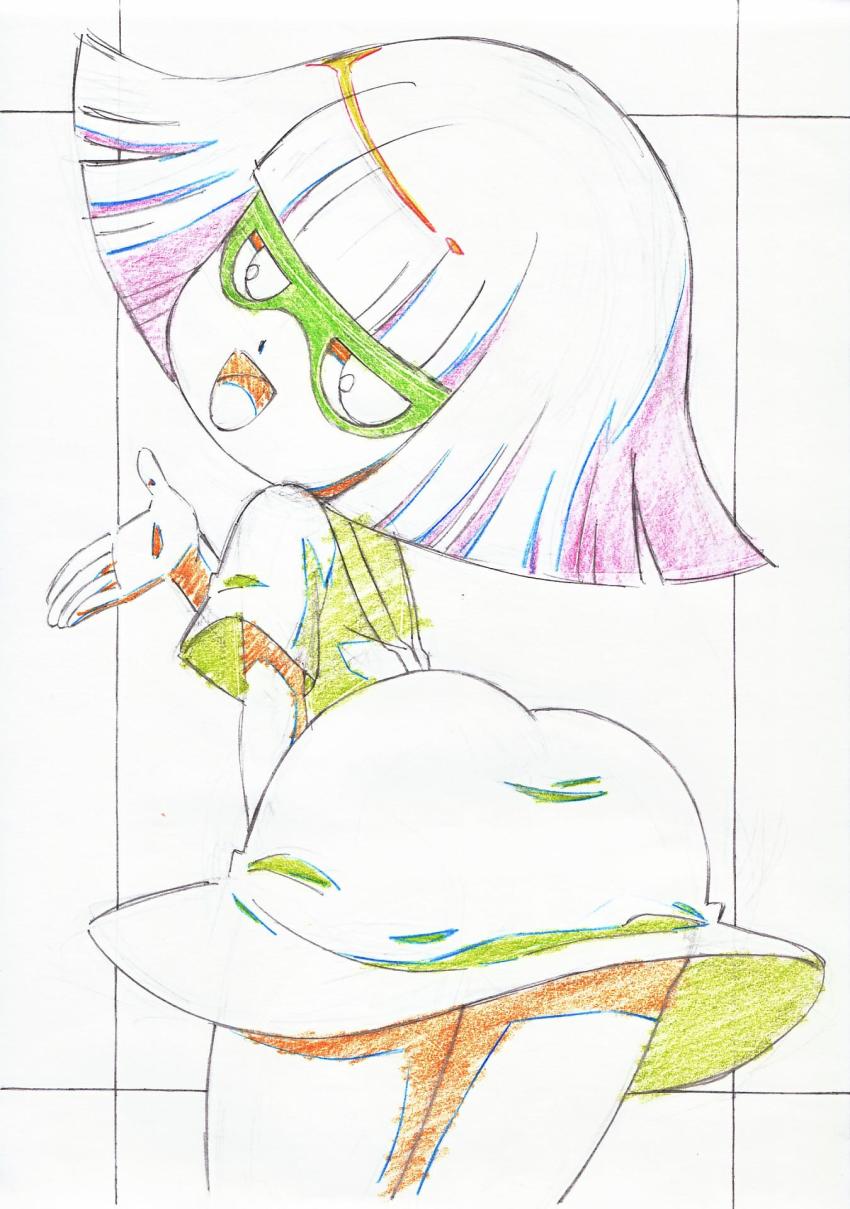 1girl, ass, back, darumahige, hanako-san_(youkai_watch), highres, looking_at_viewer, looking_back