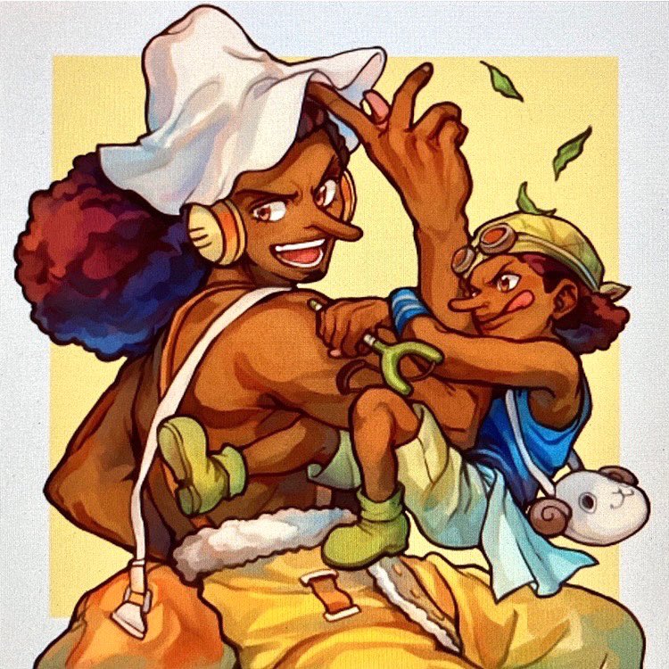 2boys, :q, afro, age_comparison, aged_down, alternate_skin_color, aokamei, child