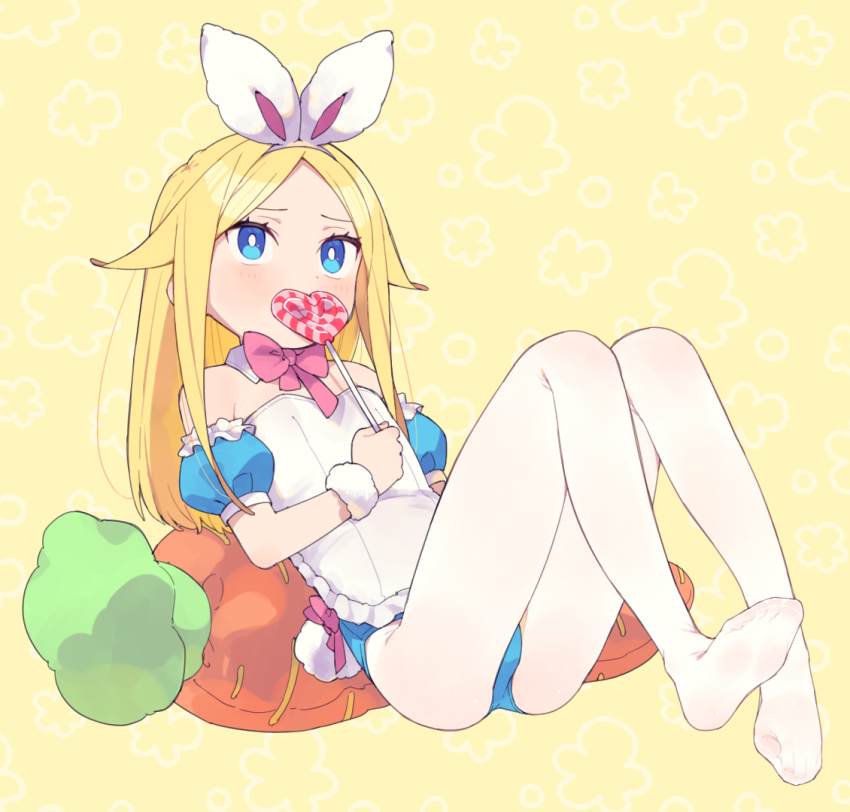 1girl, alice_(moyori), animal_ears, blonde_hair, blue_eyes, blush, bow, bright_pupils