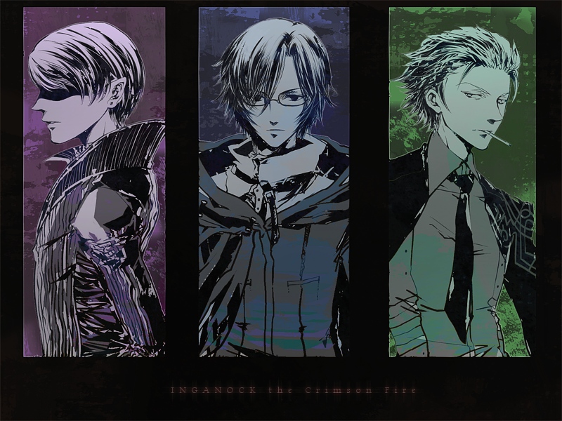 3boys, arute, bad_id, bad_pixiv_id, belt, cigarette, closed_mouth, column_lineup