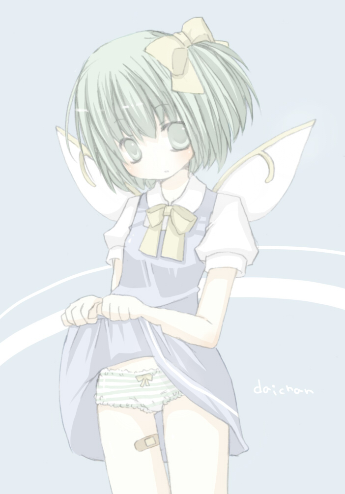 1girl, bad_id, bad_pixiv_id, bandages, bow, bow_panties, daiyousei, daiyousi