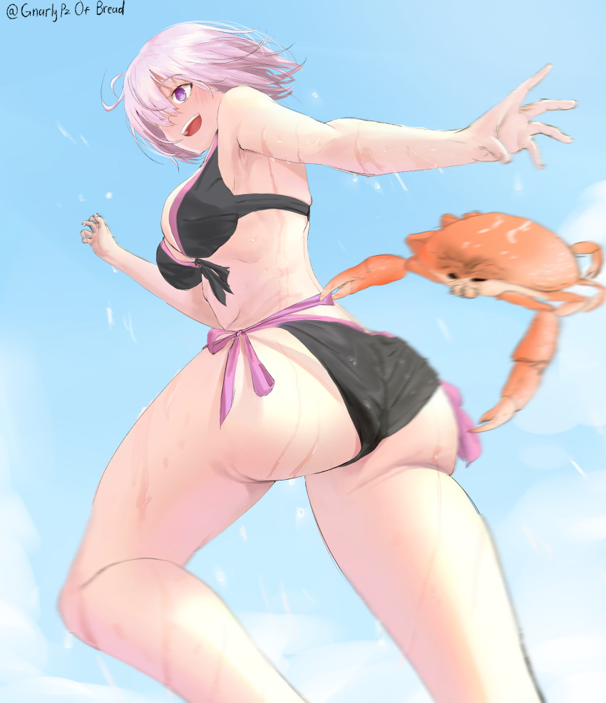 1girl, absurdres, ass, bikini, black_bikini, breasts, crab, fate/grand_order
