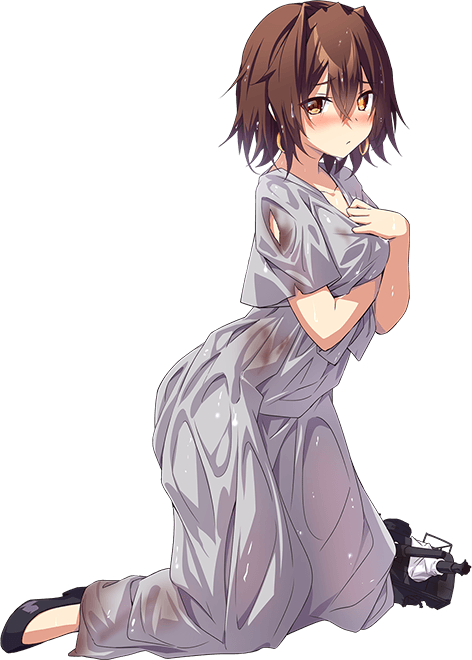 1girl, blush, breasts, brown_hair, collarbone, covering_breasts, covering_privates, dirty