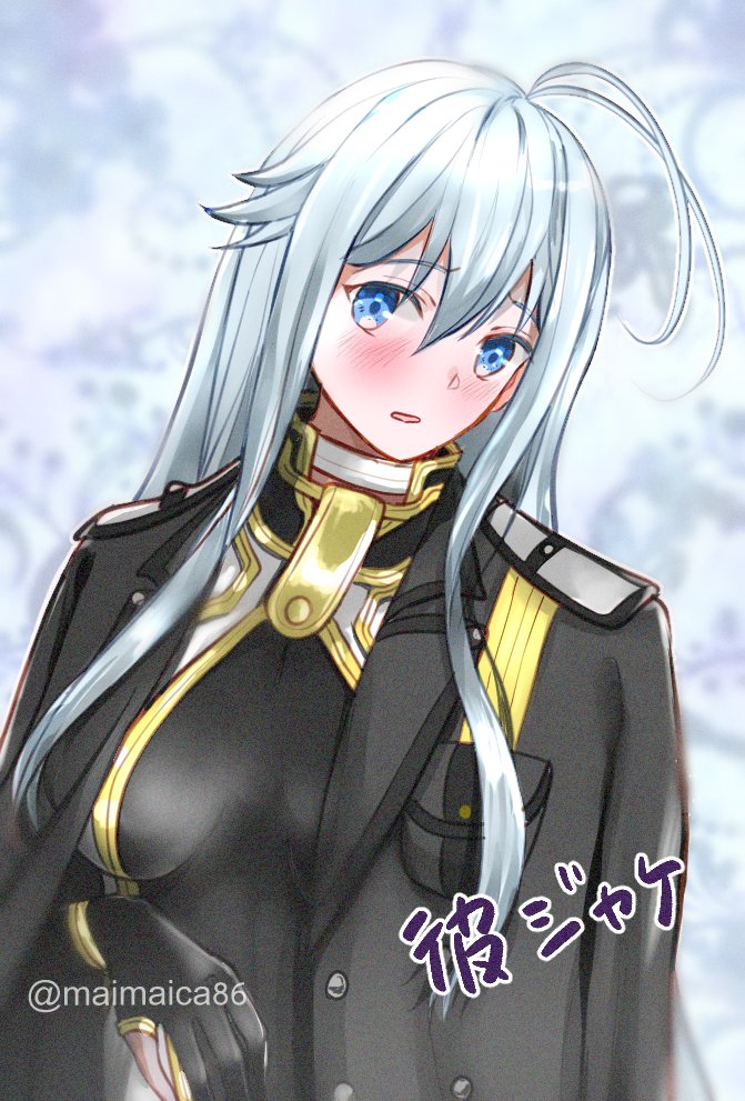 1girl, 86_-eightysix-, ahoge, black_gloves, black_jacket, blush, breasts, choker