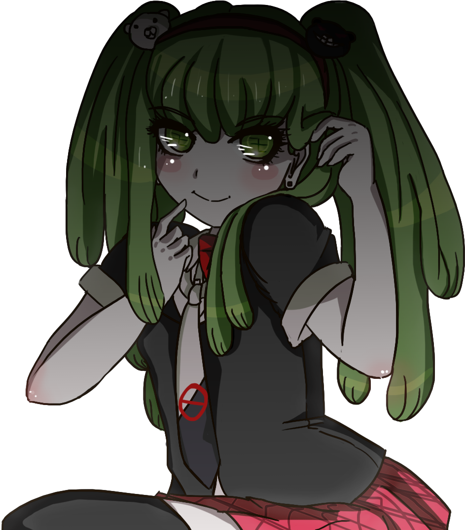 1girl, arms_up, bear_hair_ornament, black_thighhighs, blush, bow, bowtie, closed_mouth