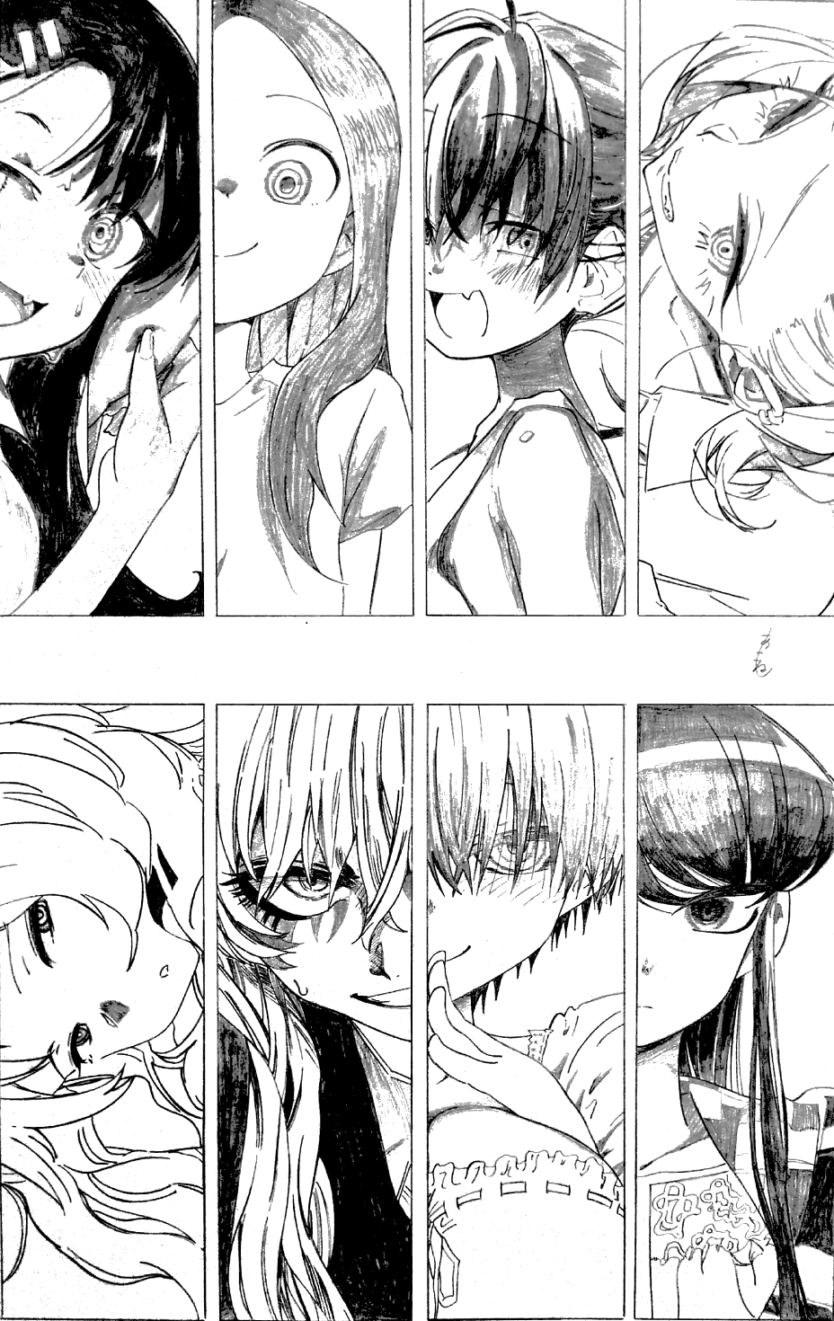 1boy, 6+girls, anjou_(yancha_gal), bow, breasts, character_request, collarbone, commentary_request