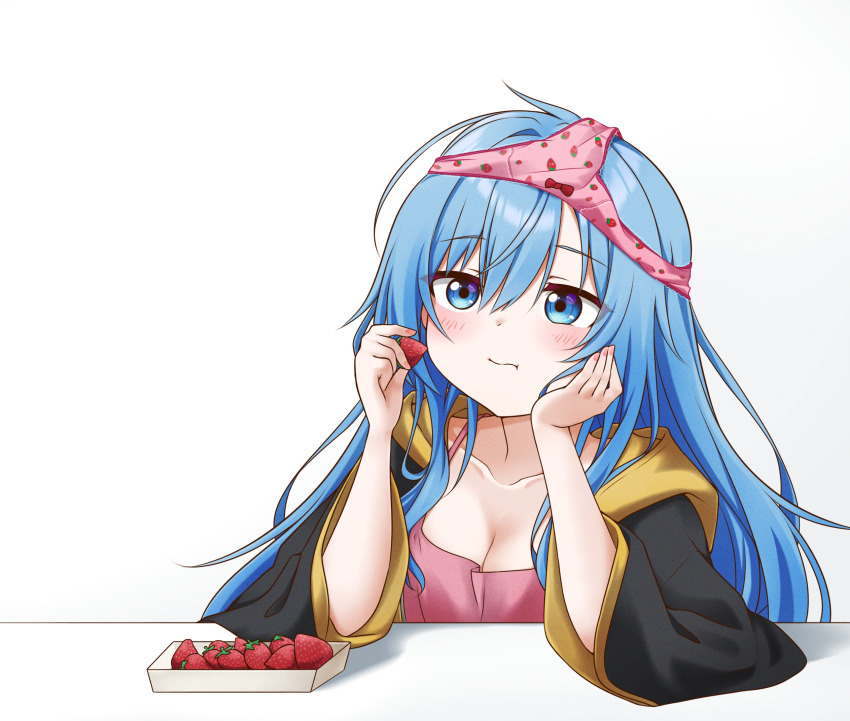 1girl, blue_eyes, blue_hair, blush, bow, bow_panties, breasts, cleavage