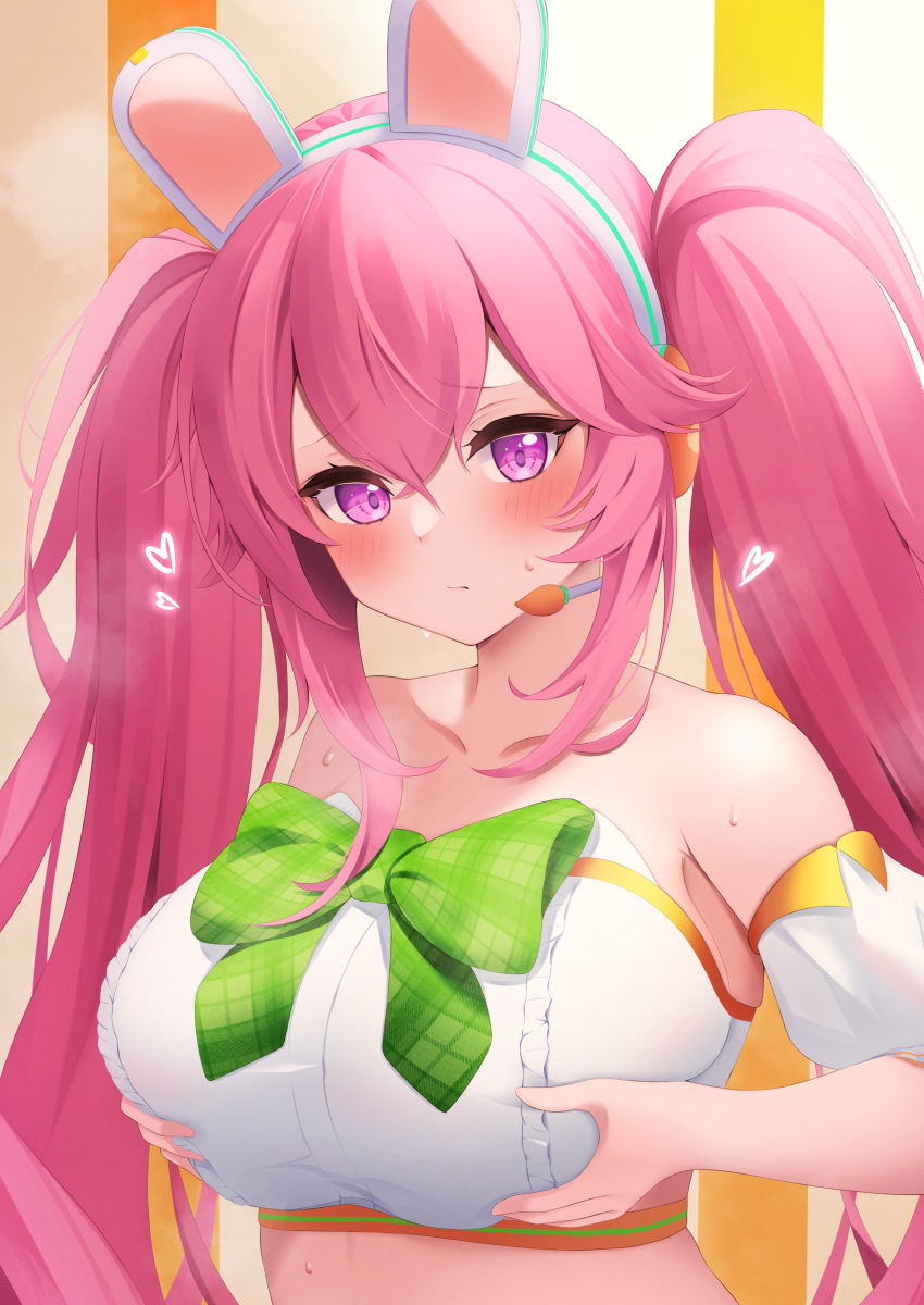 1girl, absurdres, animal_ears, azur_lane, bandeau, bare_shoulders, blush, breasts