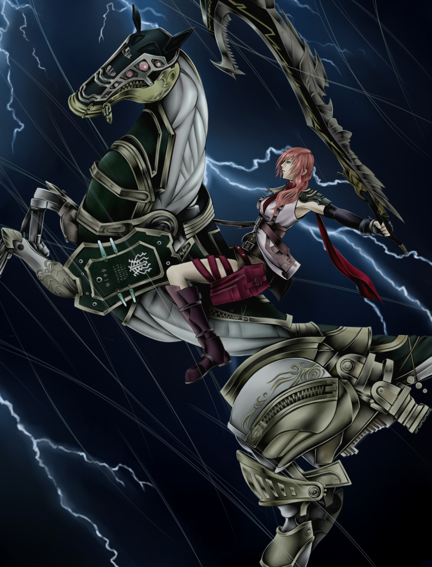 10s, final_fantasy, final_fantasy_xiii, highres, horse, lightning, lightning_farron, long_hair