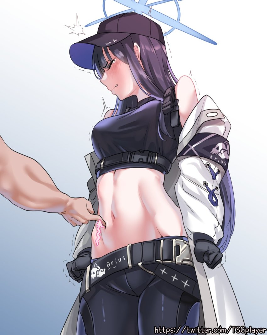 1girl, armband, baseball_cap, belt, black_gloves, black_hair, black_headwear, black_pants