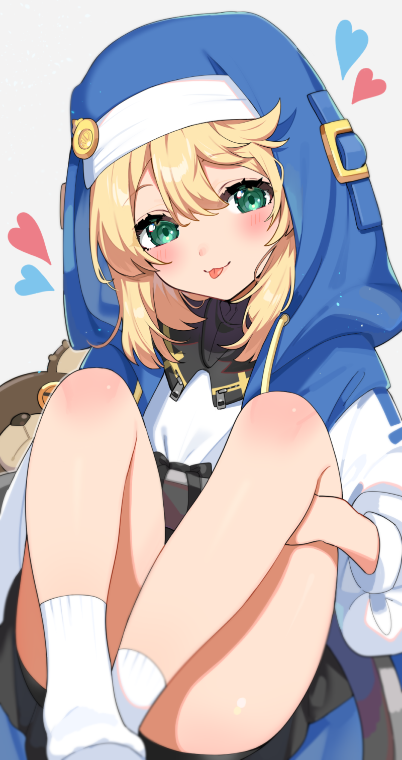 1boy, androgyne_symbol, bike_shorts, blonde_hair, blush, bridget_(guilty_gear), commentary_request, green_eyes