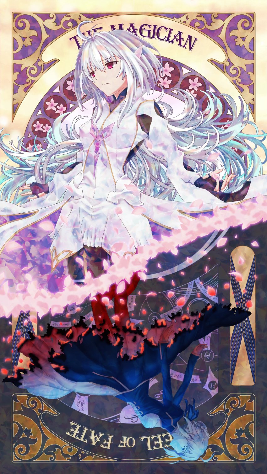 2girls, absurdres, ahoge, artoria_pendragon_(fate), blonde_hair, blouse, braid, card_(medium)