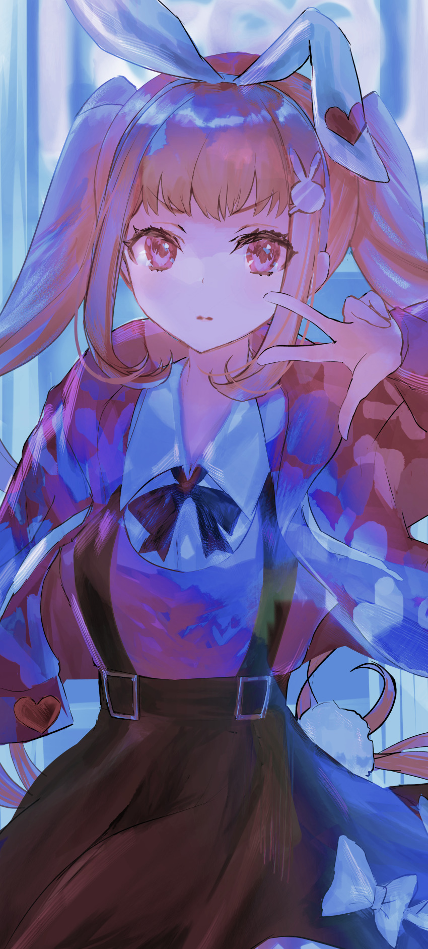 1girl, absurdres, animal_ears, black_bow, black_bowtie, black_skirt, bow, bowtie