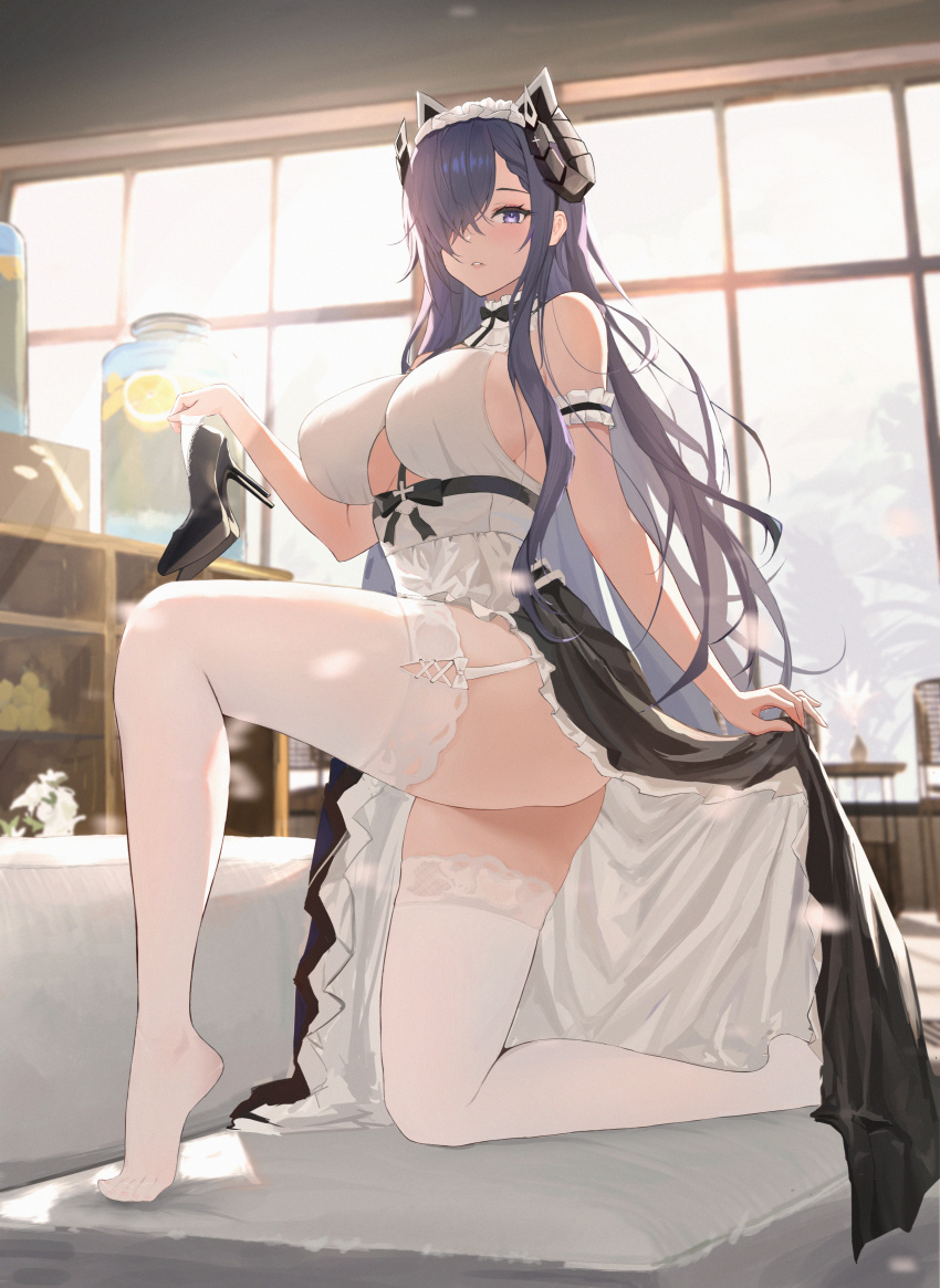1girl, absurdres, arm_garter, august_von_parseval_(azur_lane), august_von_parseval_(the_conquered_unhulde)_(azur_lane), azur_lane, bare_shoulders, black_dress