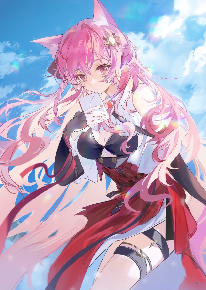 1girl, absurdres, animal_ear_fluff, animal_ears, arknights, bare_shoulders, bikini, bikini_top_only