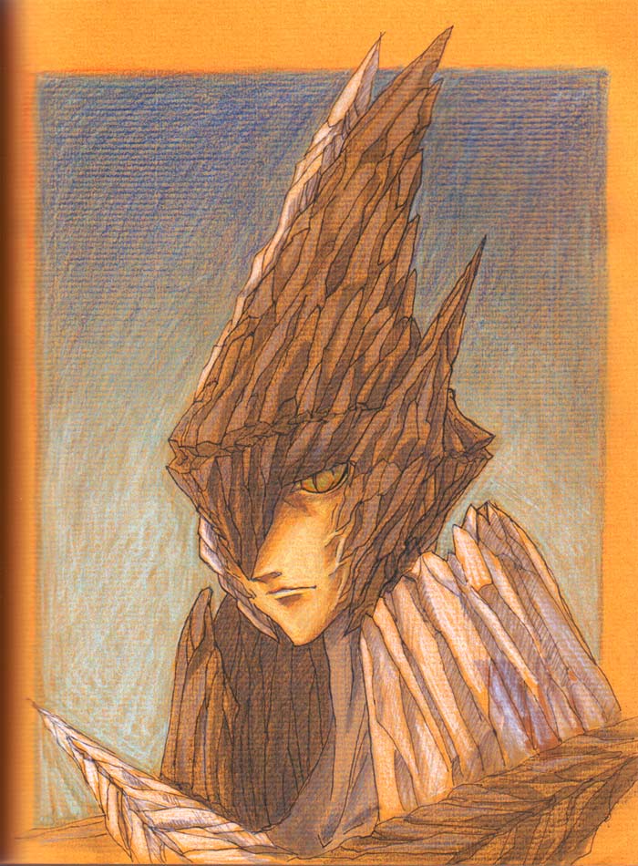 1boy, brigadoon, brown_eyes, looking_at_viewer, male_focus, merideth_mulroney, one_eye_covered, portrait, pyon_silver, simple_background, solo