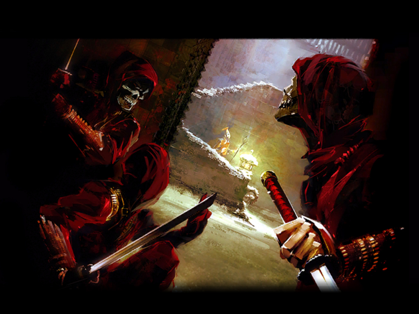 assassin, concept_art, guild_wars_(series), guild_wars_1, katana, ninja, non-web_source, skeleton_mask