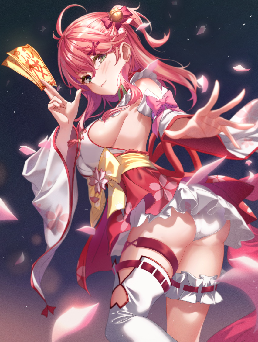 1girl, 3.5_channel, absurdres, accidental_exposure, ahoge, ass, black_background, blue_background