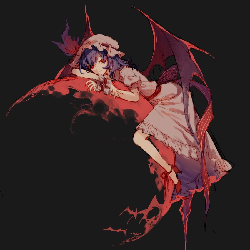 1girl, back_bow, bow, chinese_commentary, closed_mouth, commentary, demon_wings, dress