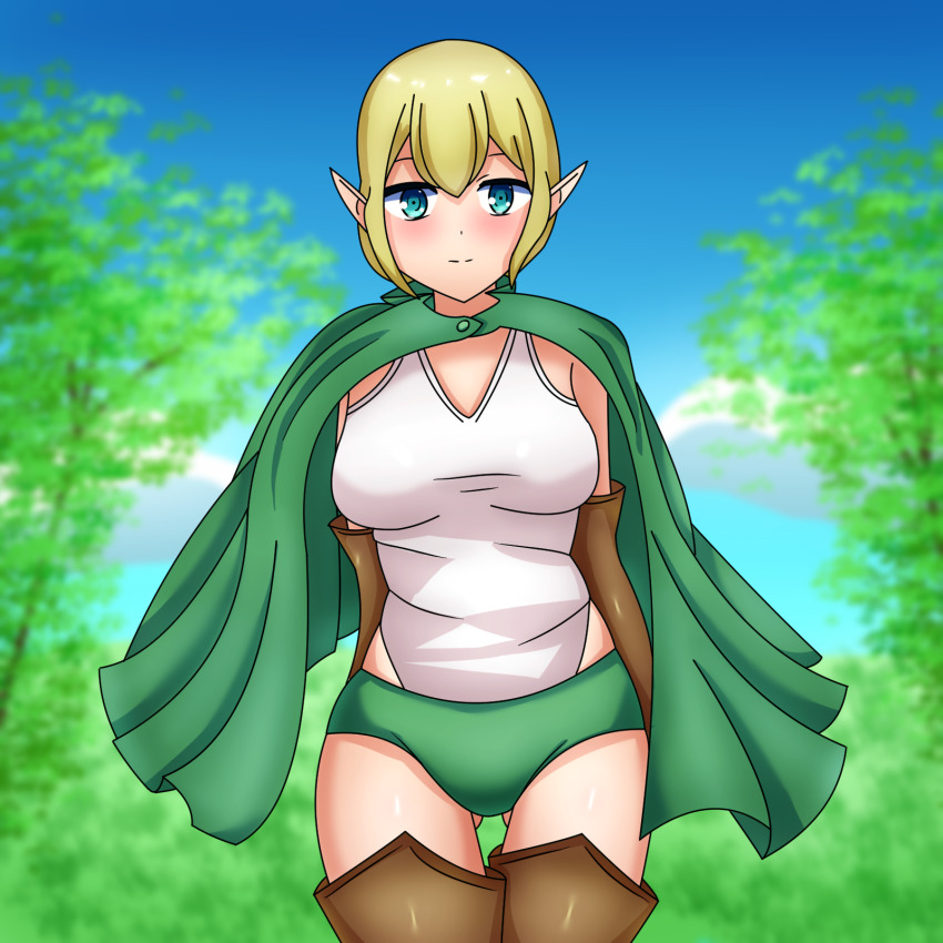 1girl, astelord, blush, breasts, buruma, dungeon_ni_deai_wo_motomeru_no_wa_machigatteiru_darou_ka, elf, highres