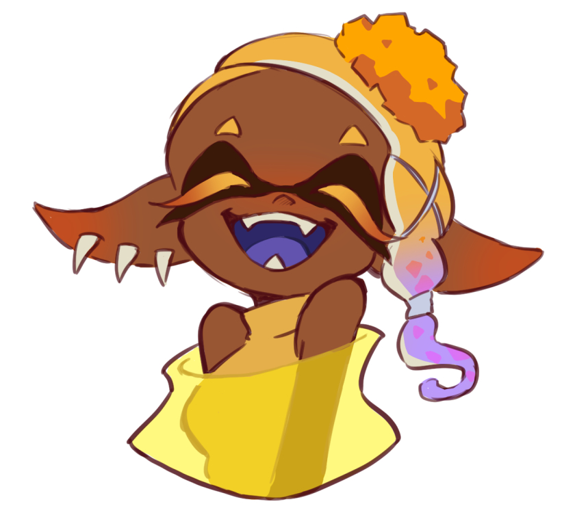 1girl, :d, ^_^, bare_shoulders, blonde_hair, blue_tongue, breasts, closed_eyes