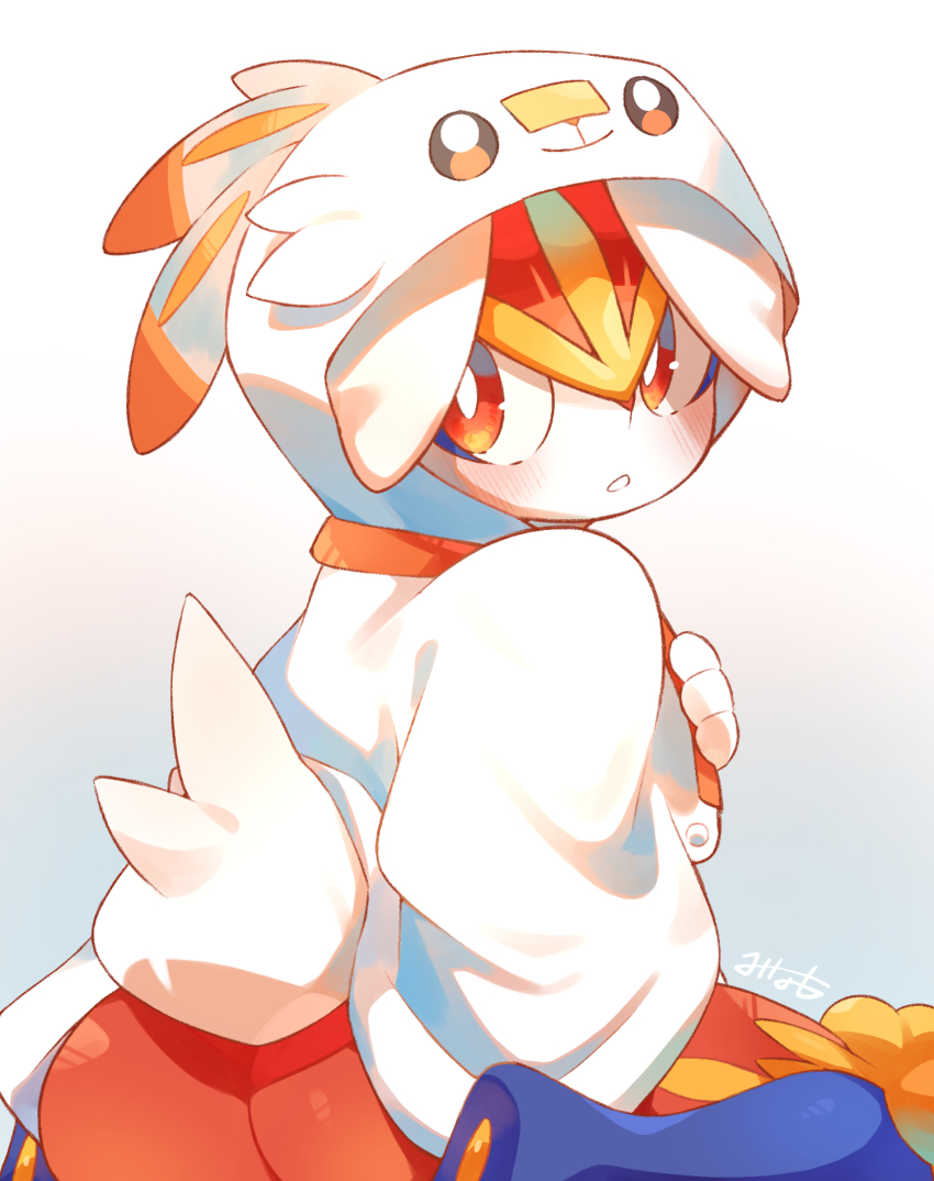 1girl, animal_feet, animal_hands, animal_nose, artist_name, ass, blue_fur, blush