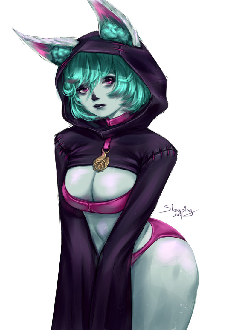 1girl, alternate_breast_size_(larger), alternate_form, animal_ears, black_hoodie, bra, breasts, cleavage