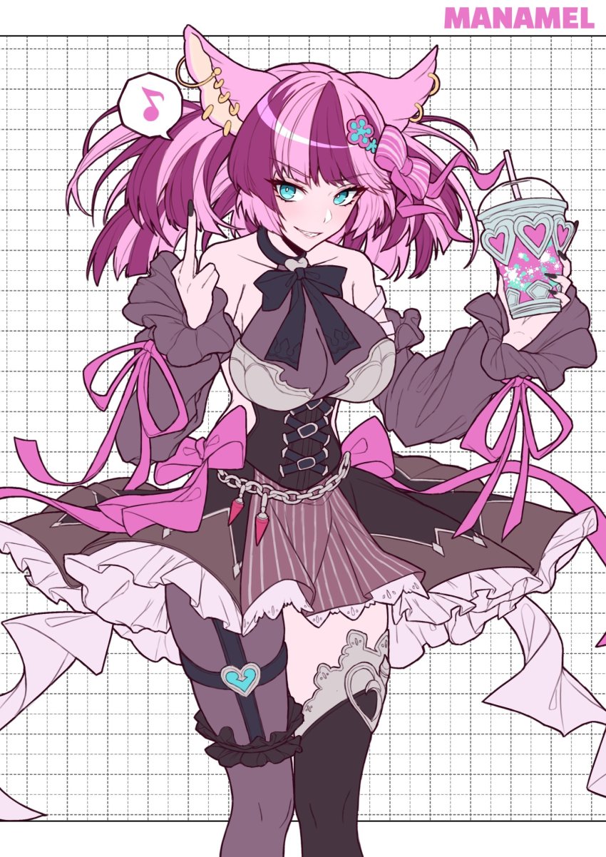 1girl, animal_ears, backless_dress, backless_outfit, bare_shoulders, black_nails, black_thighhighs, blue_eyes