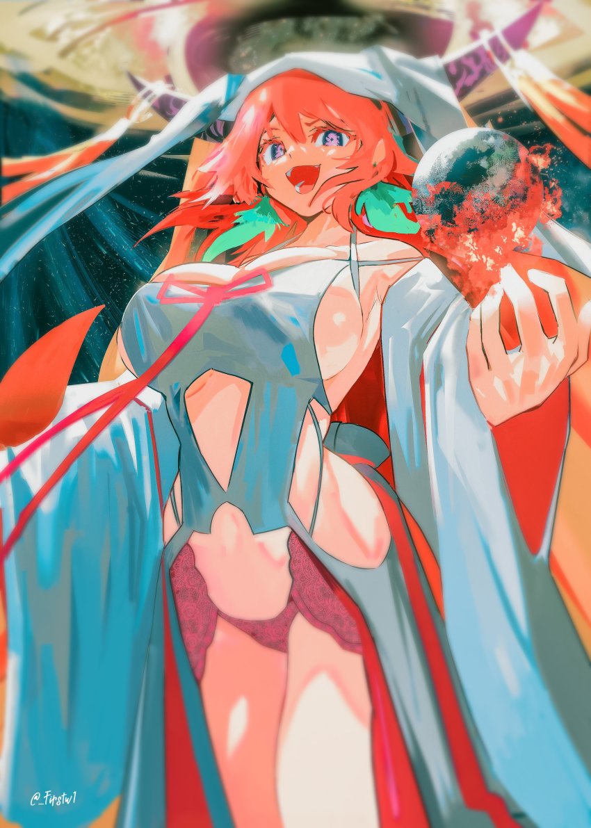 1girl, absurdres, breasts, cosplay, detached_sleeves, earrings, earth_(planet), fate/extra