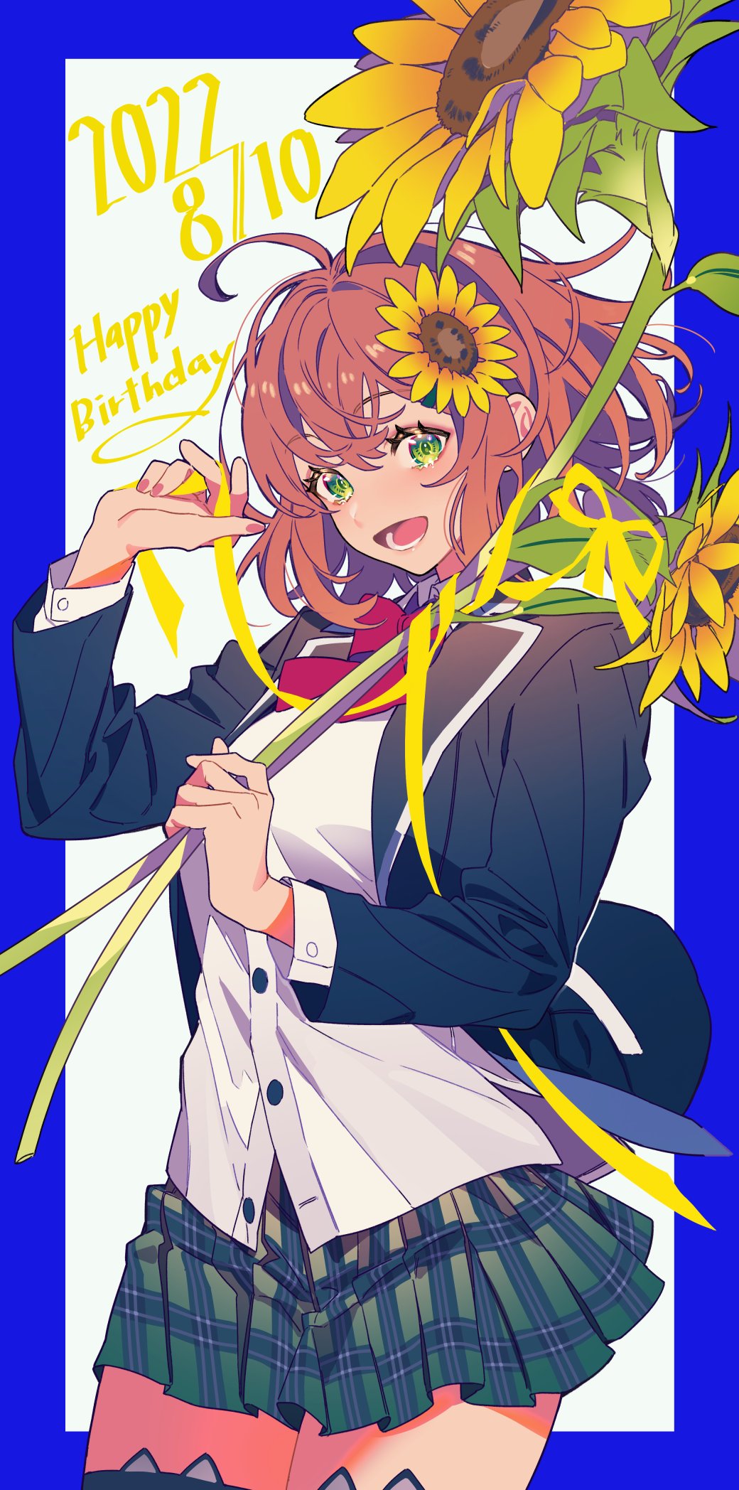 1girl, ahoge, animal_ear_legwear, black_jacket, blazer, bow, bowtie, breasts