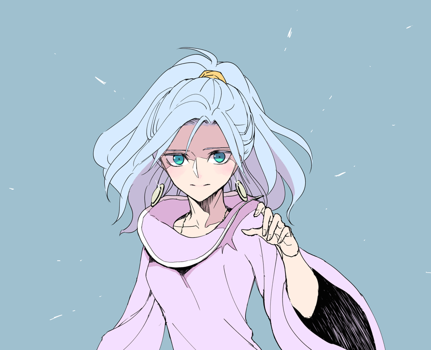 1girl, akitaka_(s_asai), aqua_eyes, blue_hair, breasts, chrono_trigger, dress, earrings