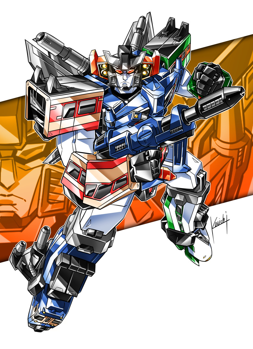 absurdres, artist_name, autobot, clenched_hand, commission, frown, gun, highres