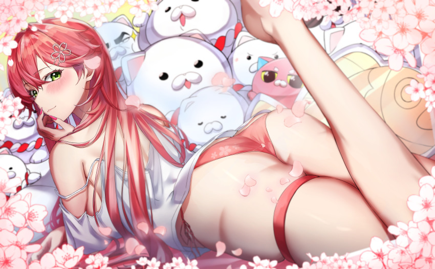 1girl, 35p_(sakura_miko), absurdres, ass, bad_id, bad_pixiv_id, blush, breasts