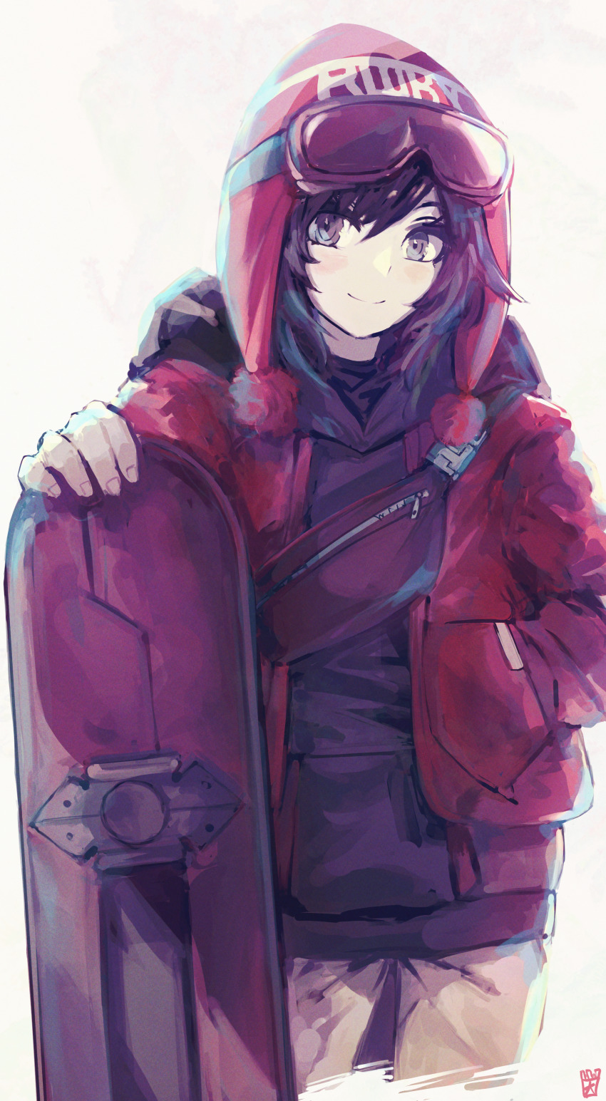 1girl, absurdres, backlighting, bag, beanie, black_hair, black_hoodie, black_shirt