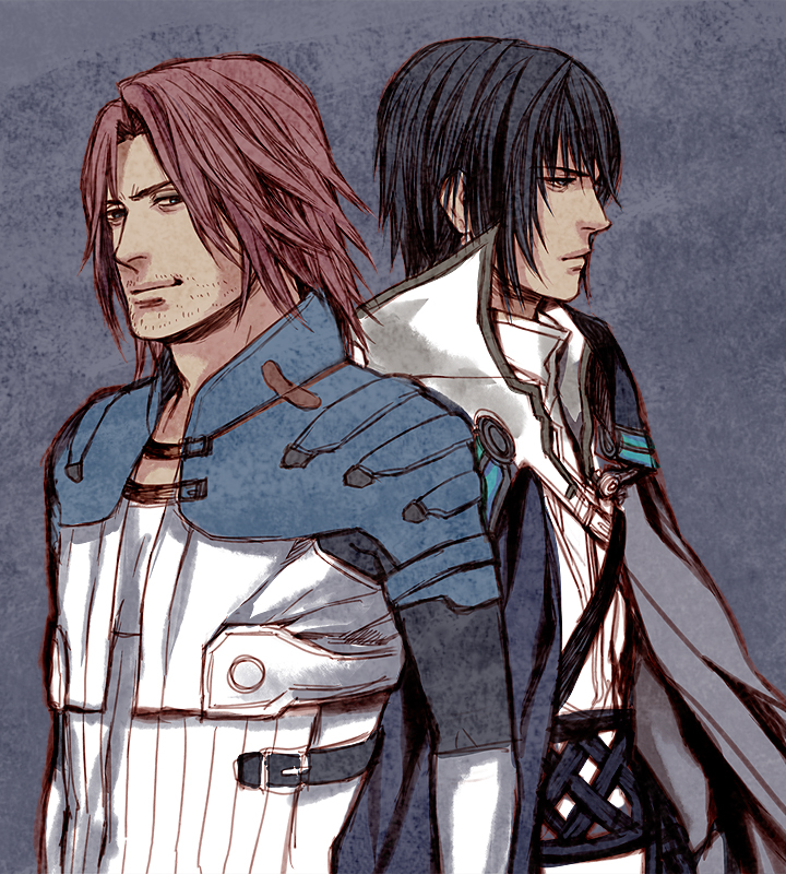 10s, 2boys, bad_id, bad_pixiv_id, black_hair, brown_hair, cid_raines, final_fantasy