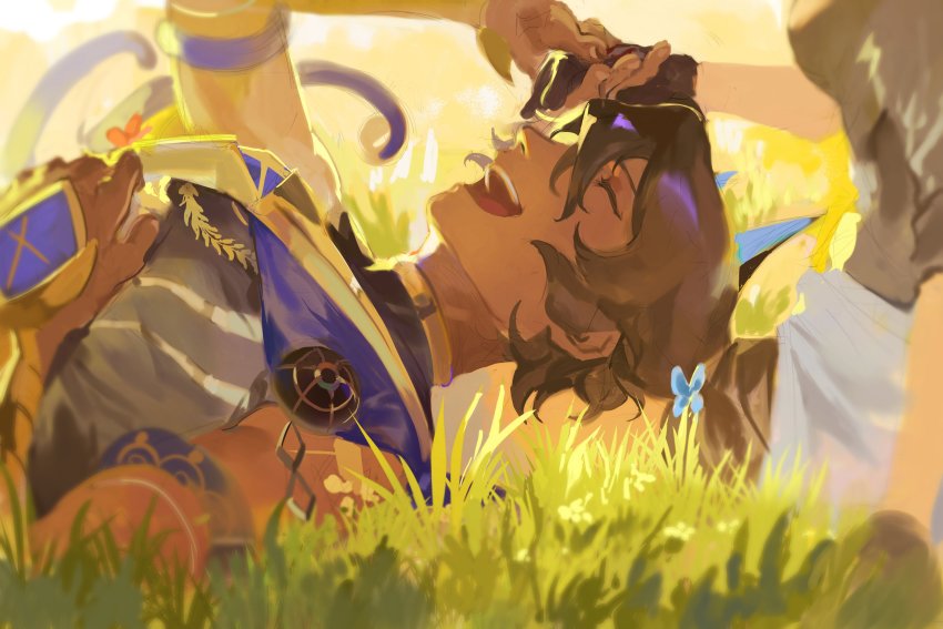 1boy, 1girl, ^_^, absurdres, arjuna_(fate), arjuna_alter_(fate), arjuna_alter_(third_ascension)_(fate), armor